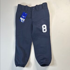 Mizuno Girls' Performance Plus Padding Navy Belted‎ Baseball Pants, #8, NWT
